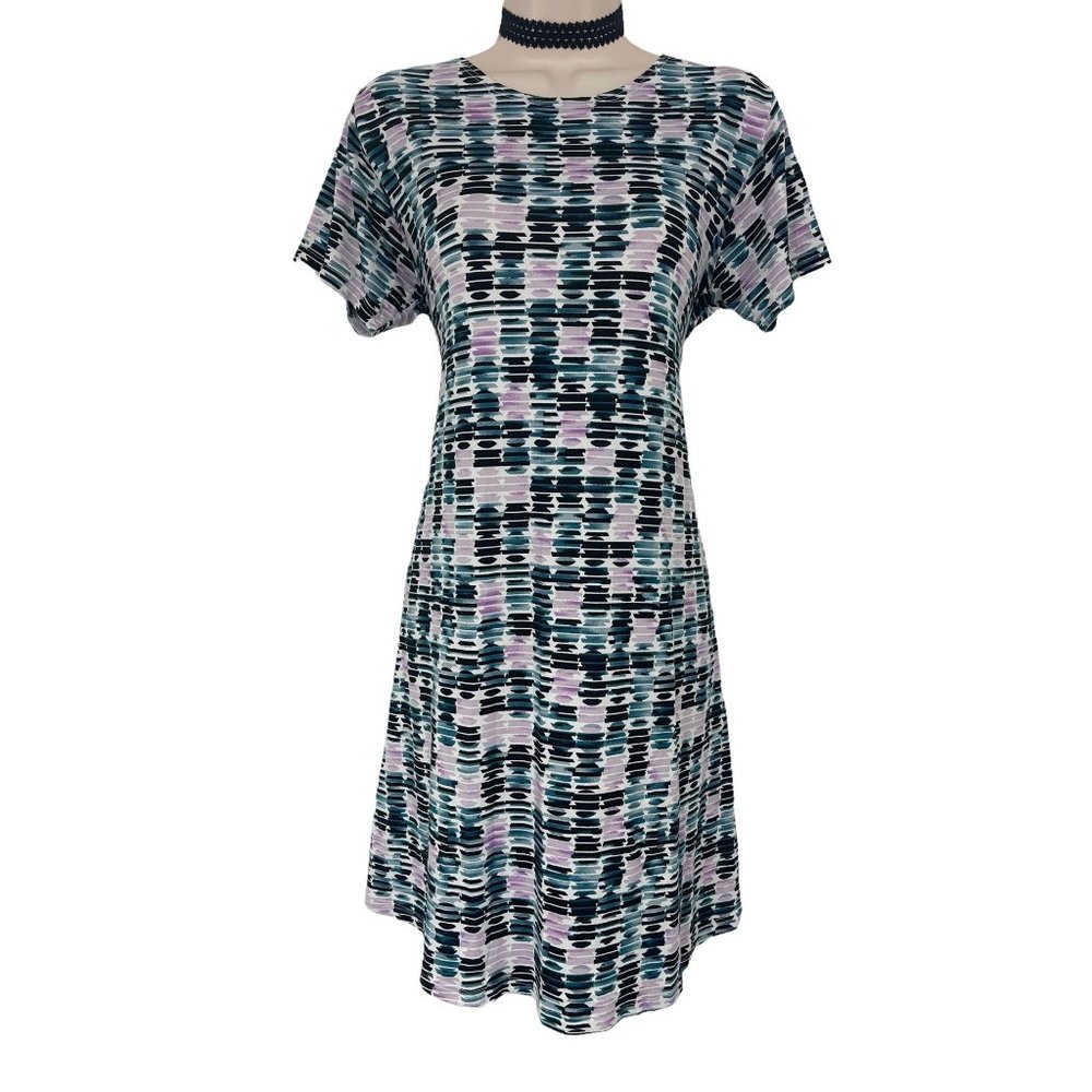 Size Large GEOMETRIC PRINT DRESS W/POCKETS Spring Summer Vacation Beach Party‎